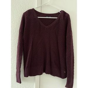 Knit Sweater V Neck Maroon